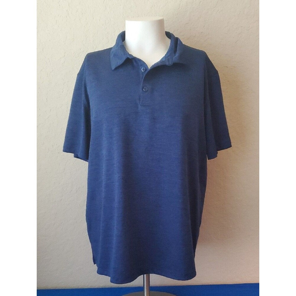 BCG Golf Polo Shirt Men's 2XL Blue Heathered Performance Short Sleeve Polo